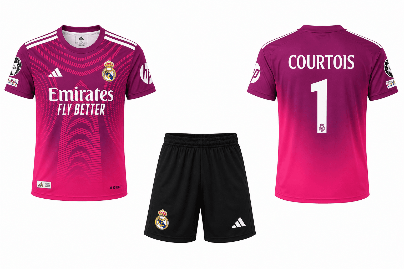 Real Madrid Courtois nr1 — golmanski ružičasti komplet Real Madrid Courtois nr1 — golmanski ružičasti komplet