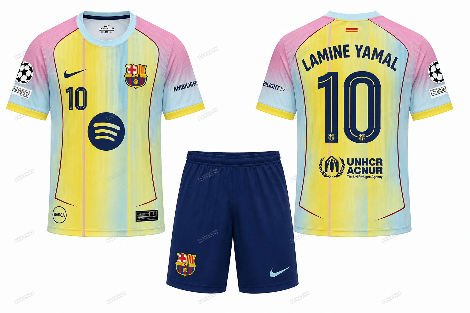 Barcelona Yamal nr10 — žuto-roza-plavi 2025/26 Barcelona Yamal nr10 — žuto-roza-plavi 2025/26